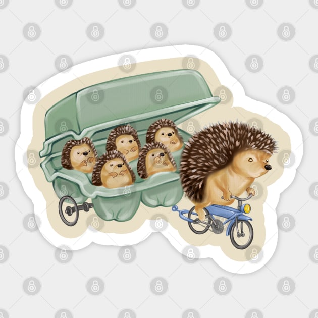 Hedgehog mom with kids Sticker by Torrika